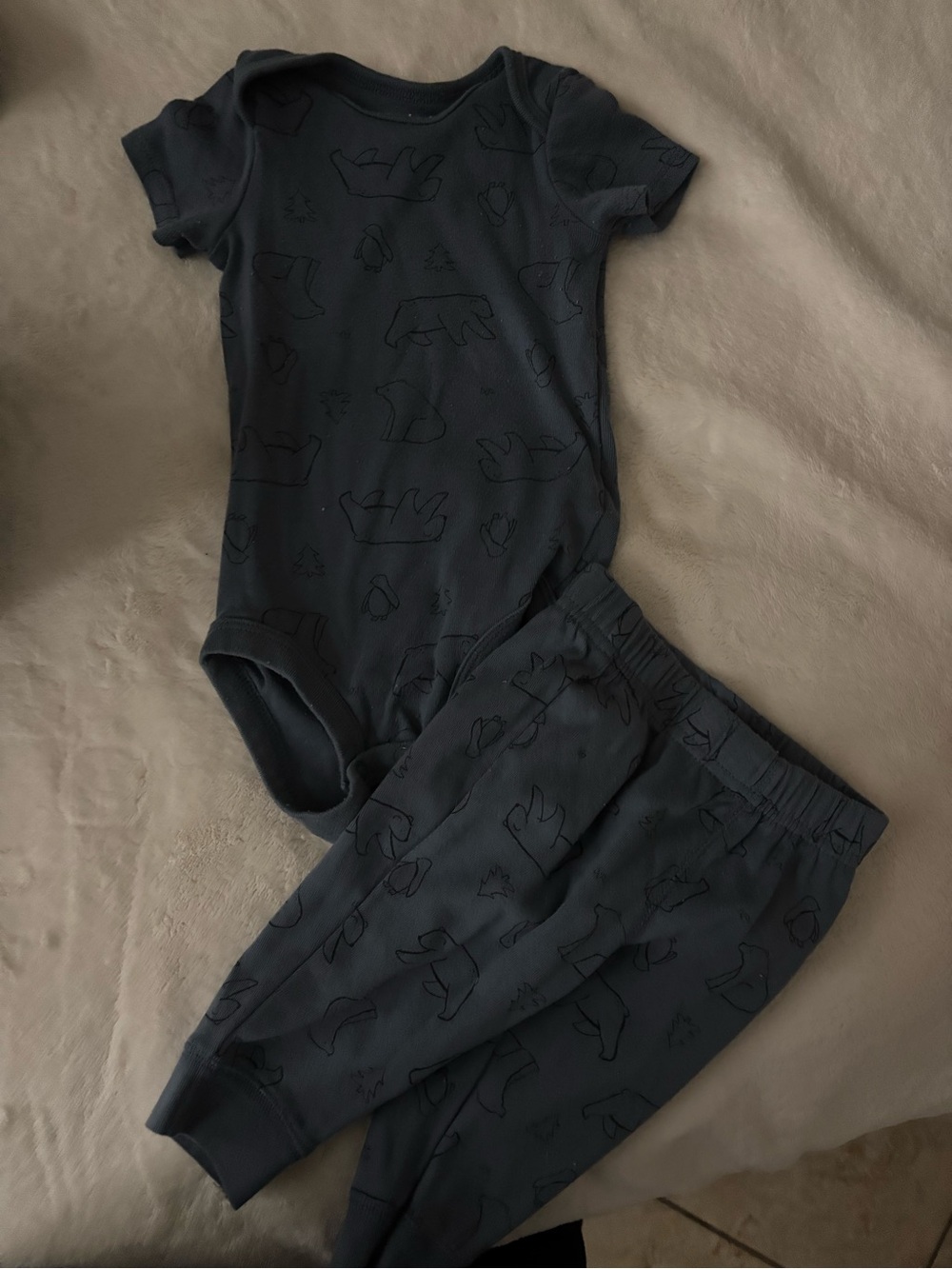 Carter's Dark Blue Bear Print Pajama Set - Bodysuit & Pants